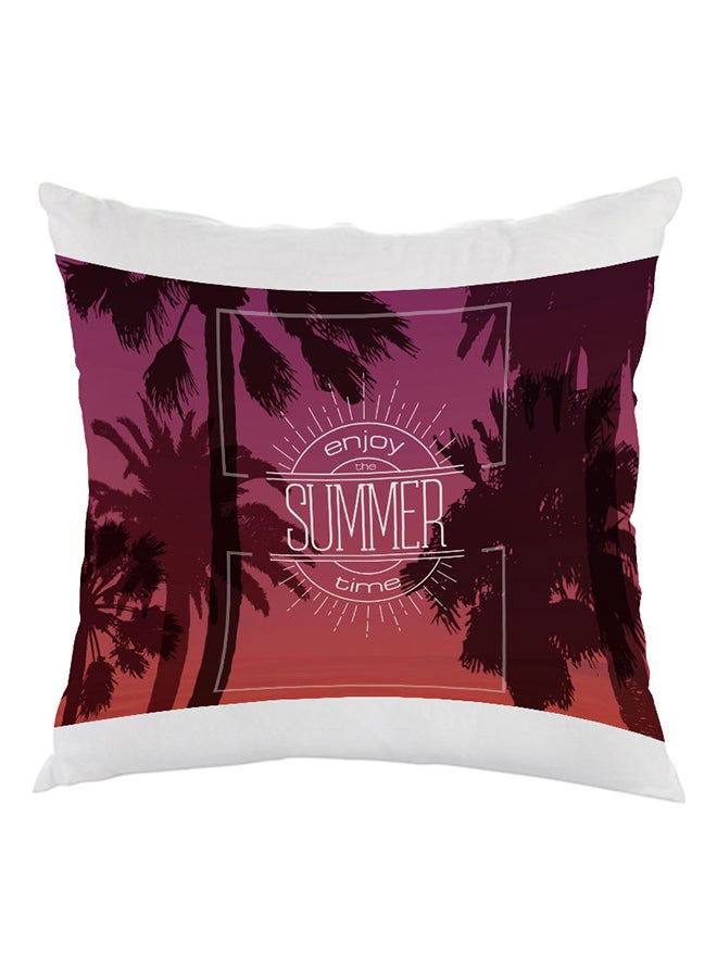 Decalac Enjoy The Summer Time Printed Pillow White/Purple/Brown 40 x 40cm
