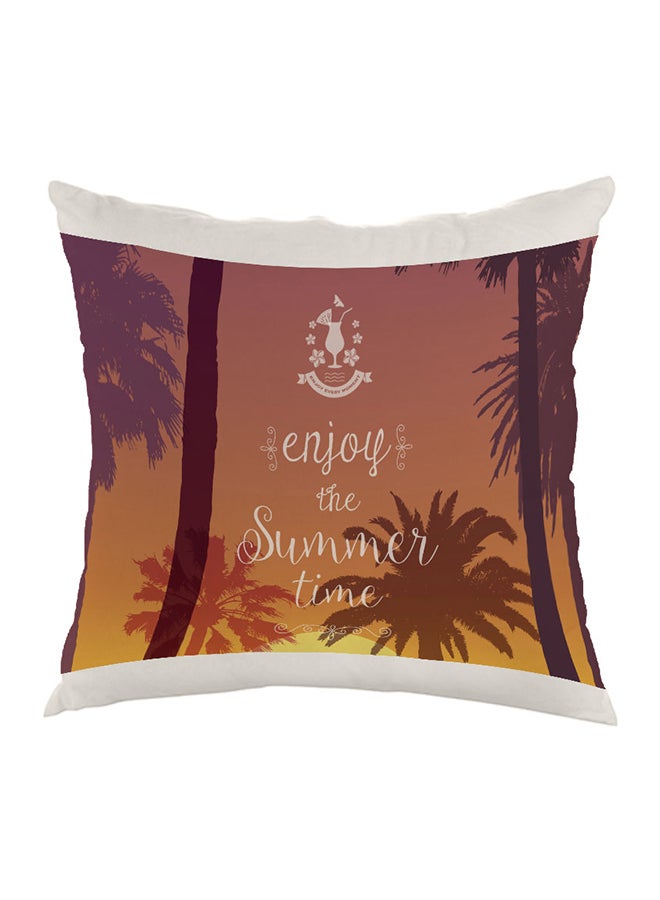 Enjoy The Summer Time Printed Pillow Brown/White/Yellow 40 x 40cm