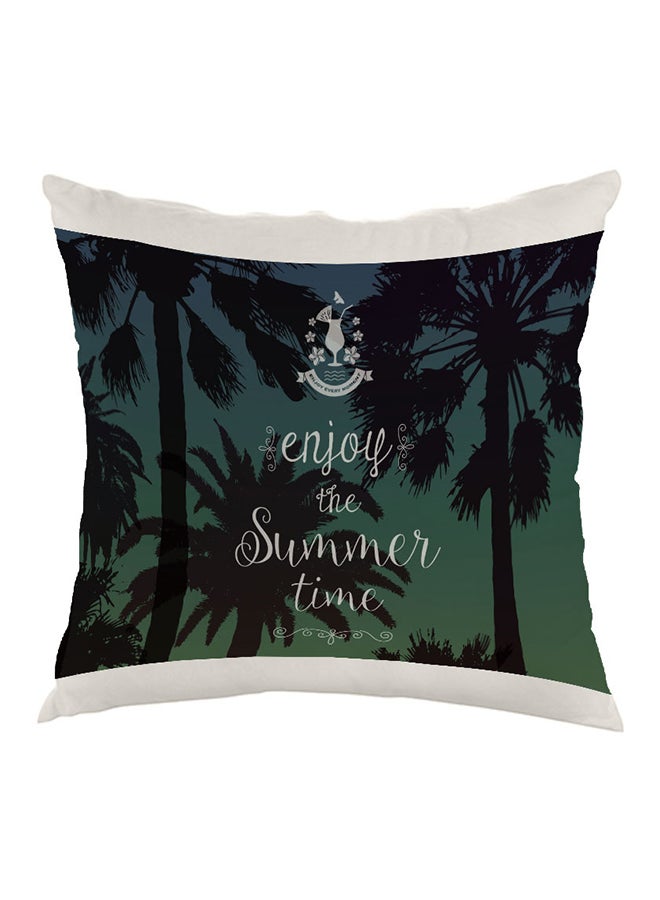 Enjoy The Summer Time Printed Pillow White/Green/Black 40 x 40cm