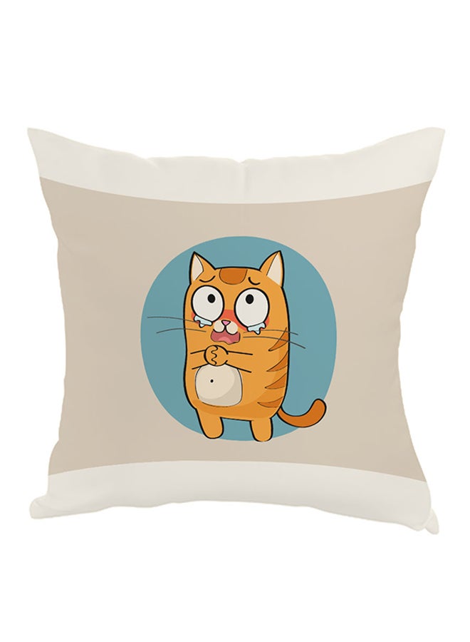 Decalac Expression Graphics - Cat Printed Pillow White/Grey/Brown 40 x 40cm