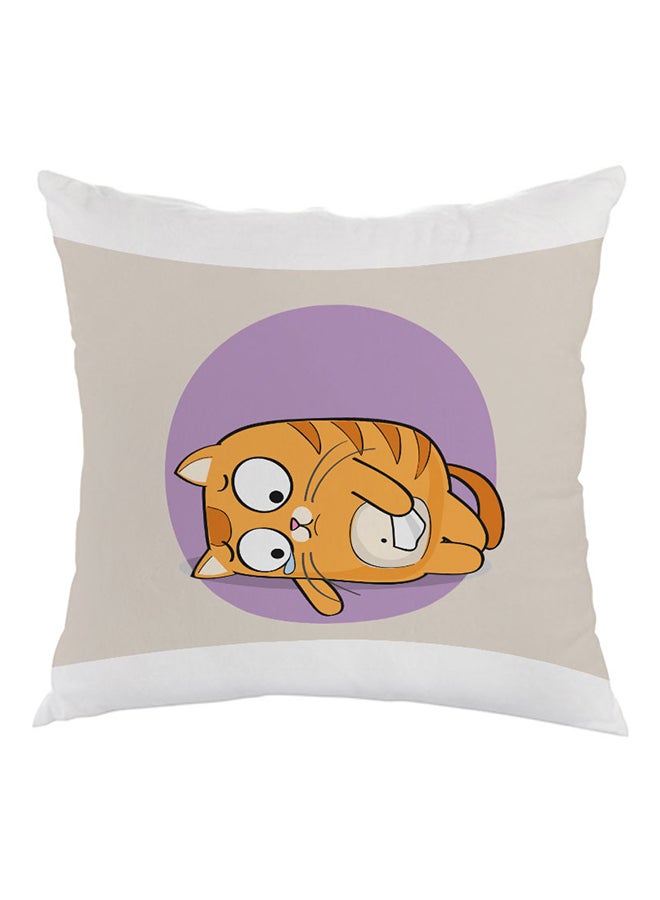 Expression Graphics Cat Printed Pillow White/Grey/Brown 40 x 40cm