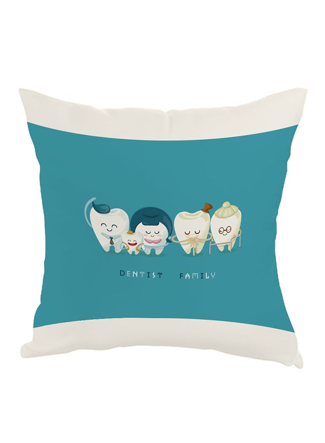 Family Teeth Printed Pillow Blue/White 40 x 40cm