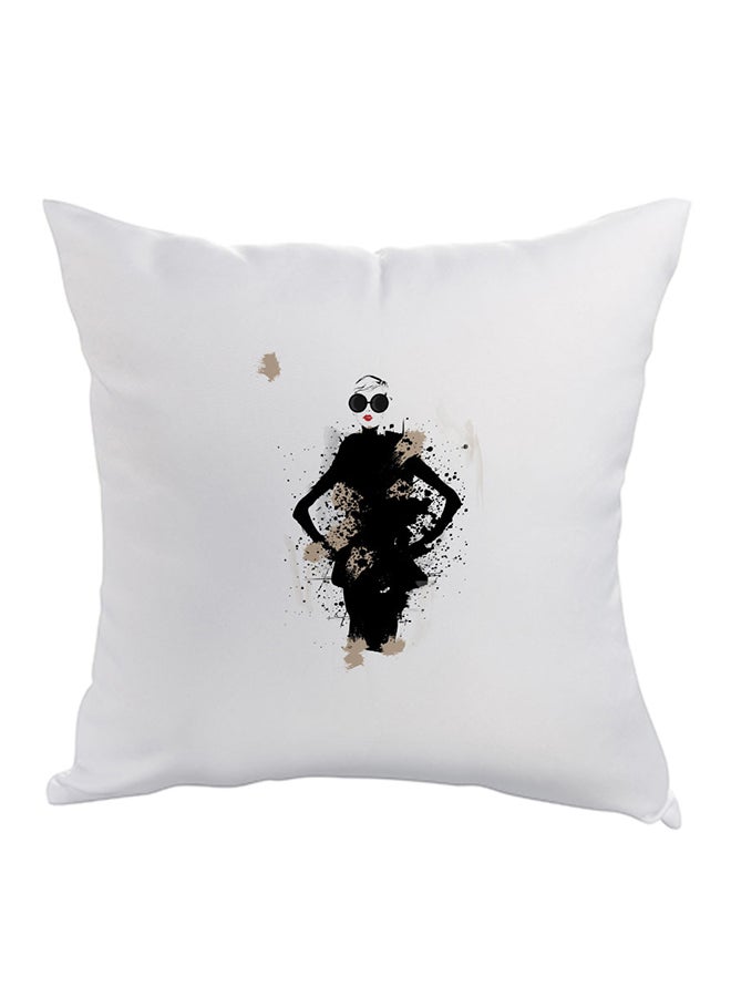 Fashion Printed Pillow White/Black 40 x 40cm