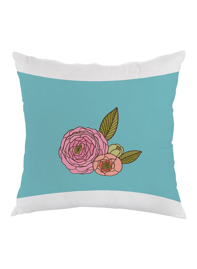 Decalac Roses Printed Pillow Blue/Green/White 40 x 40cm