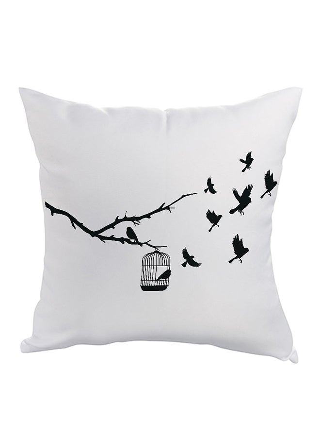 Decalac Freedom Of Birds Printed Pillow White/Black 40x40cm