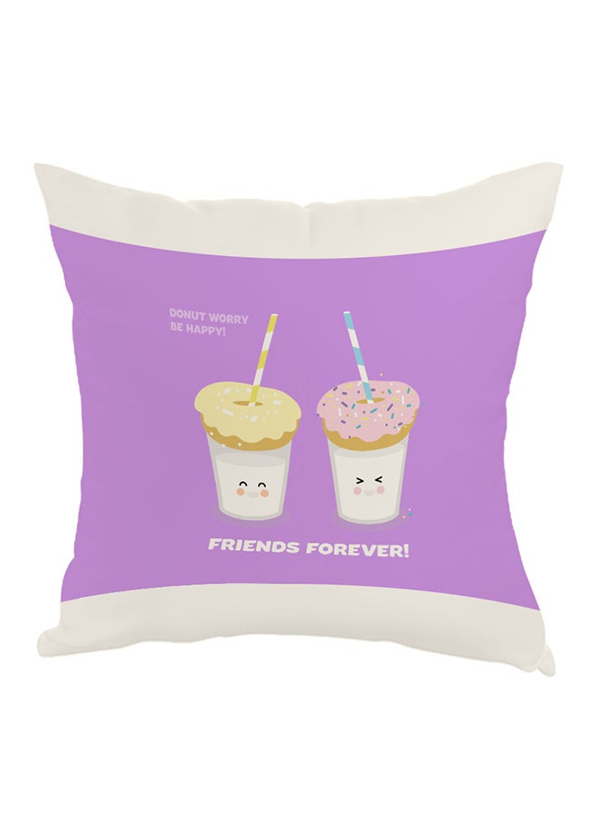 Friends Forever Printed Pillow Purple/White/Beige 40x40cm