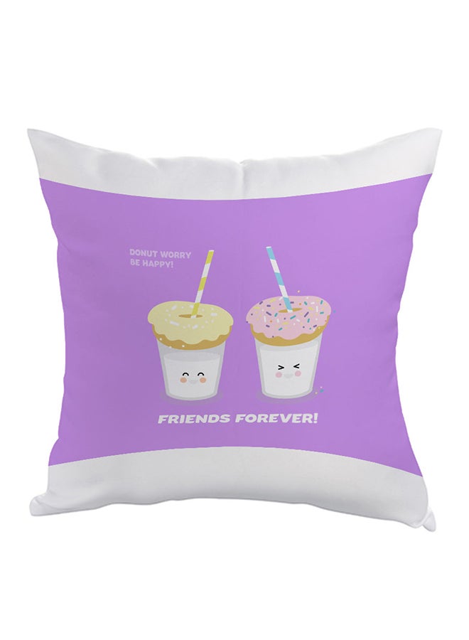 وسادة مطبوع عليها فريندز فورإيفر أرجواني / أبيض / بيج 40x40سم