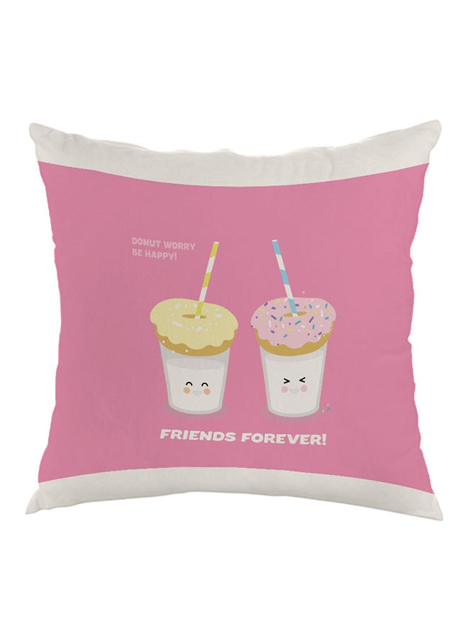 Friends Forever Printed Pillow Pink/White/Yellow 40x40cm