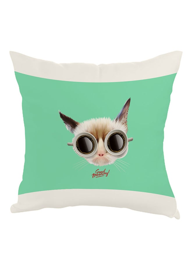 ديكالاك وسادة مطبوع عليها جود مورنينج أخضر / أبيض / أسود 40x40سم