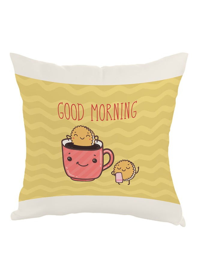 Good Morning Printed Pillow Yellow/Pink/White 40x40cm