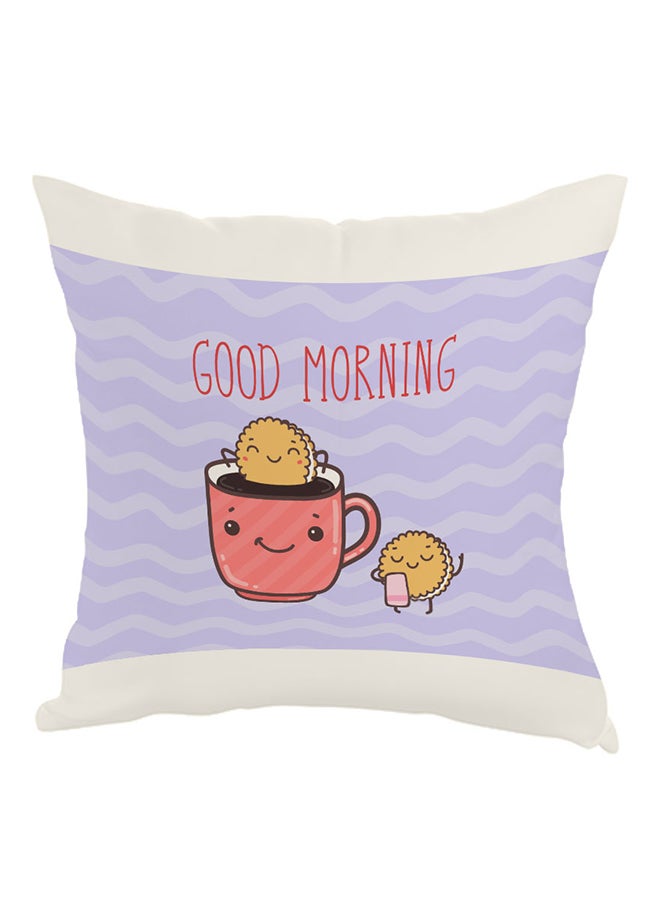 Good Morning Printed Pillow Purple/Pink/White 40x40cm