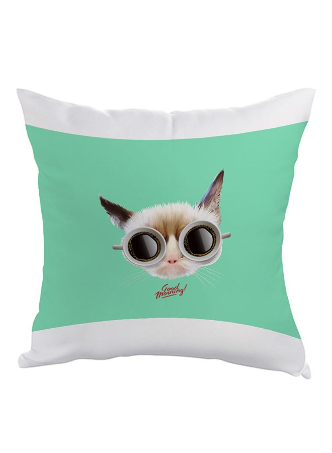 Good Morning Printed Pillow Green/White/Black 40x40cm