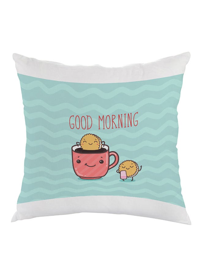 وسادة مطبوع عليها جود مورنينج أزرق/وردي/أصفر 40x40سم