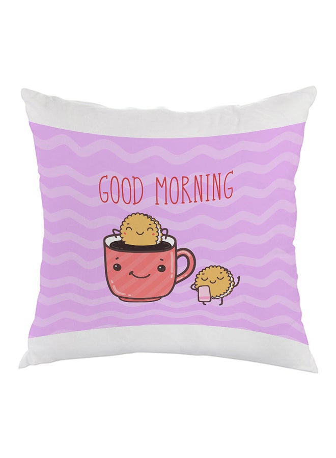 ديكالاك وسادة مطبوع عليها جود مورنينج أرجواني\وردي\أصفر 40x40سم