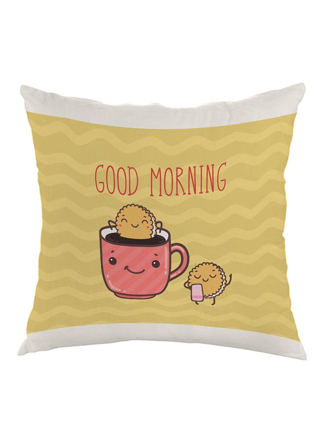 ديكالاك وسادة مطبوع عليها جود مورنينج أصفر/ وردي/ أبيض 40x40سم