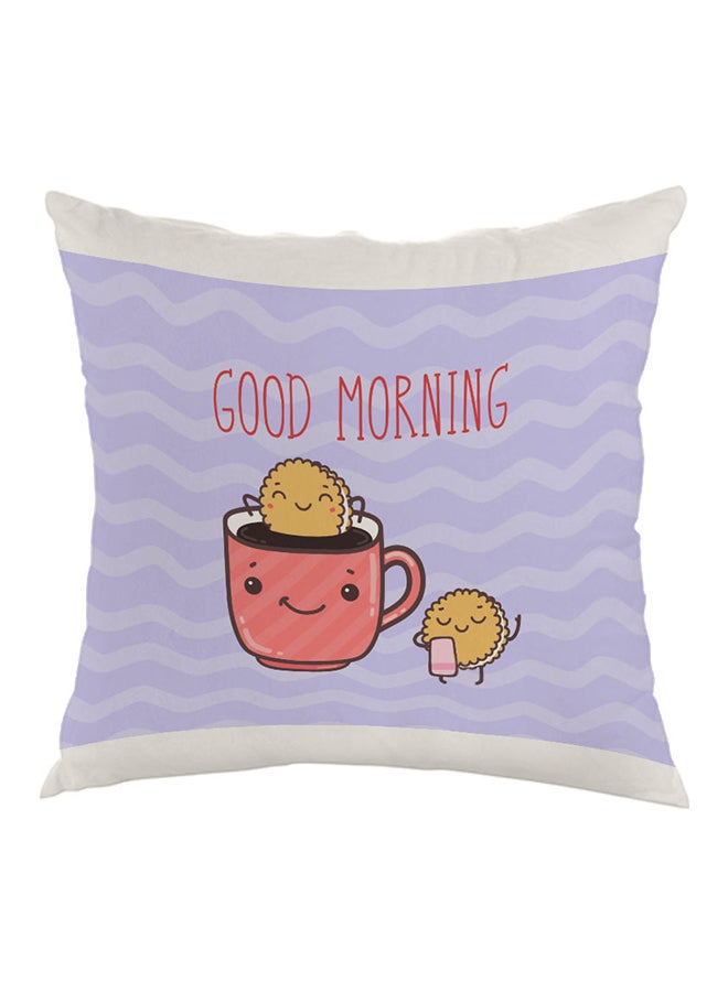 وسادة مطبوع عليها جود مورنينج الأرجواني/أبيض/الوردي 40x40سم