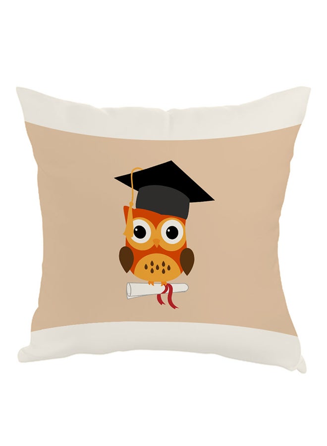Graduation Owl Printed Pillow White/Pink 40x40cm
