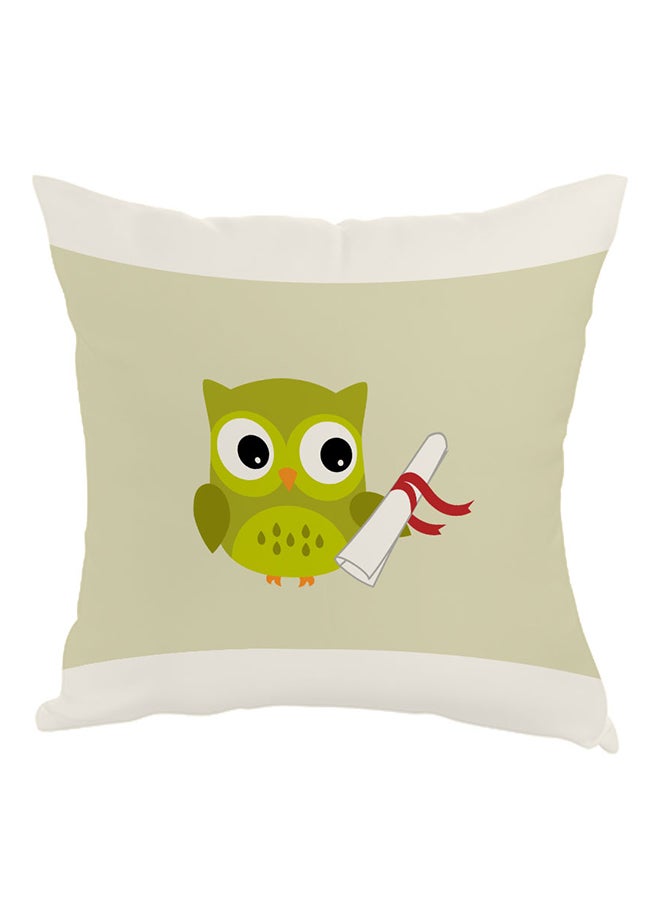 Graduation Owl Printed Pillow Green/Red/White 40 x 40cm