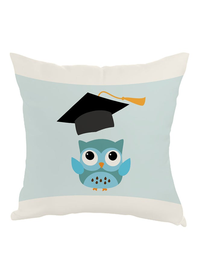 Decalac Graduation Owl Printed Pillow Blue/White/Black 40 x 40cm