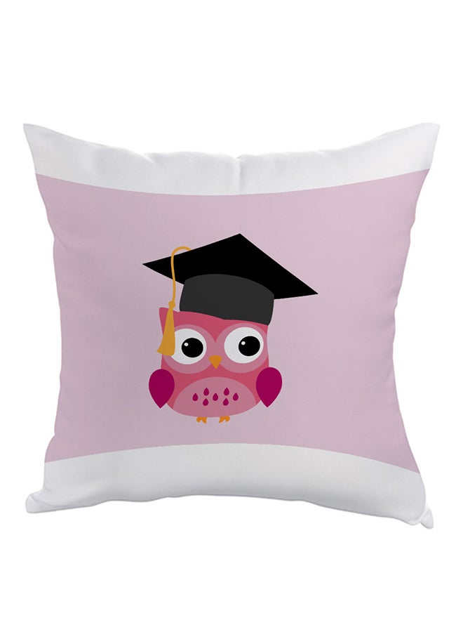 Graduation Owl Printed Pillow Pink/White/Black 40 x 40cm