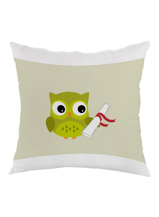 Graduation Owl Picture Printed Pillow Green/White/Red 40 x 40cm