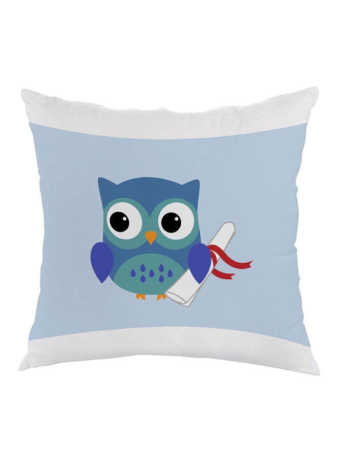 Graduation Owl Picture Printed Pillow Blue/White/Red 40 x 40cm