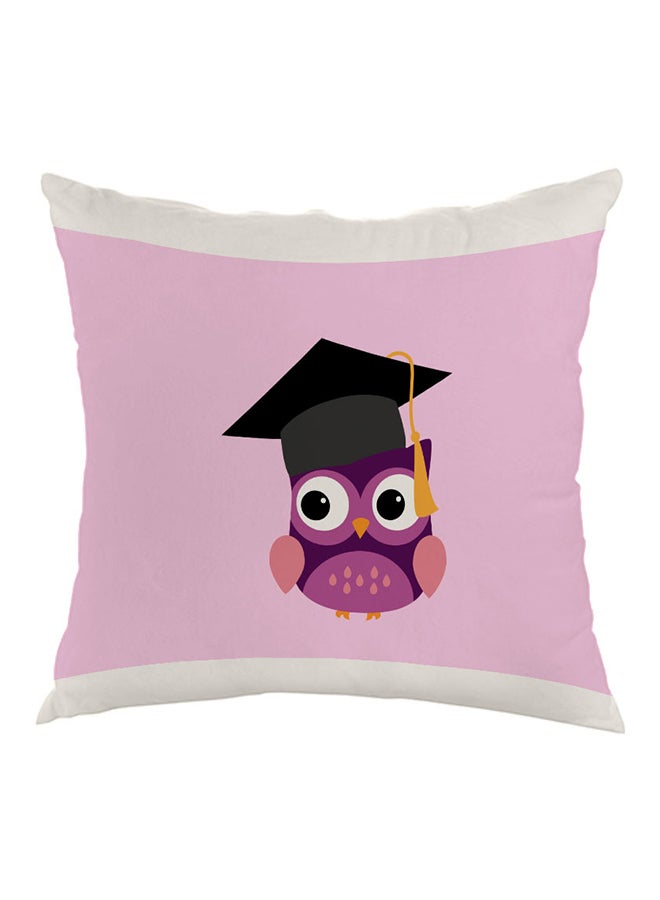 Graduation Owl Picture Printed Pillow Purple/White/Black 40 x 40cm
