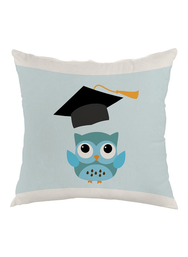 Graduation - Owl Picture Printed Pillow Blue/White/Black 40 x 40cm