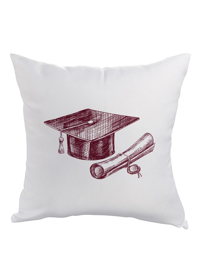 Graduation Day Logo Printed Pillow White/Red 40 x 40cm
