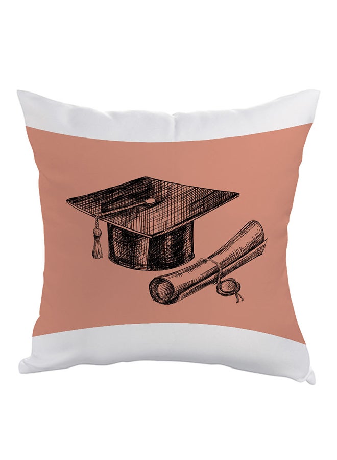 Graduation Day Logo Printed Pillow Pink/Black/White 40 x 40cm