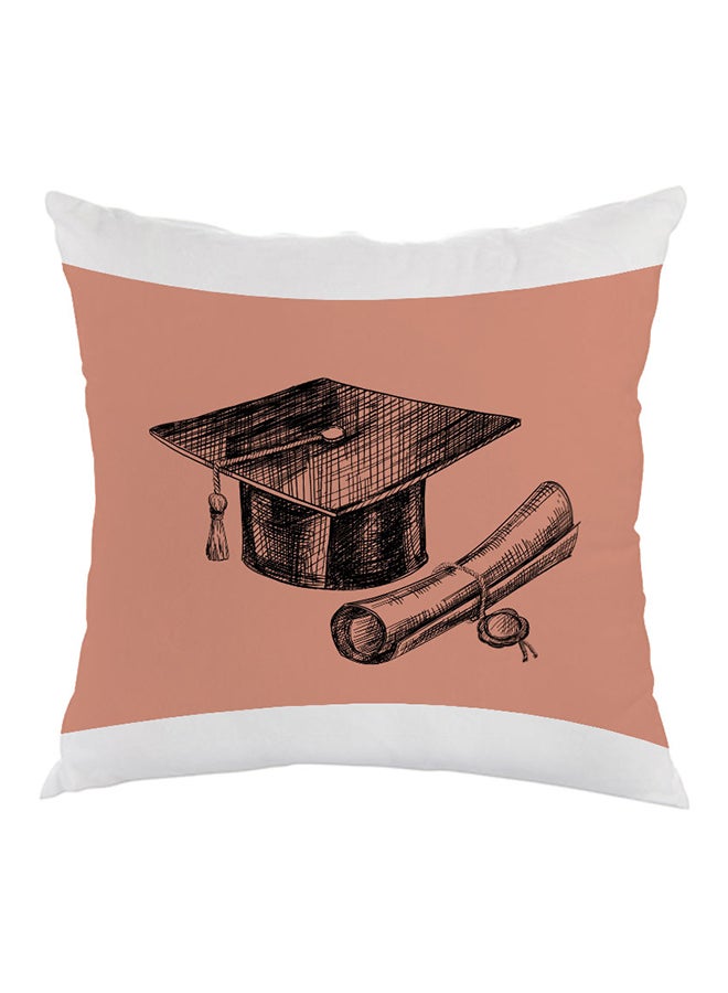 Graduation Day Logo Printed Pillow White/Pink/Black 40 x 40cm