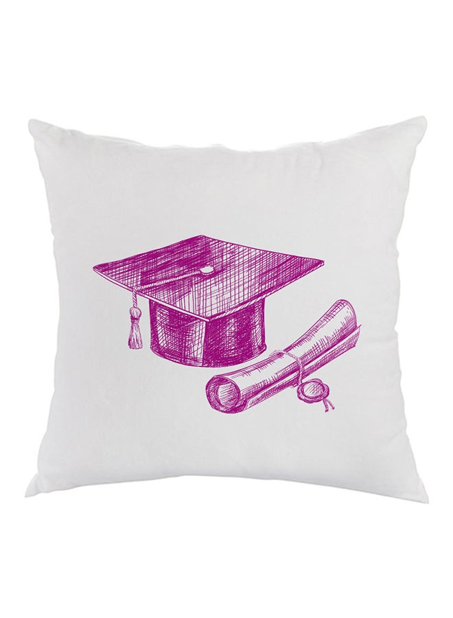 Graduation Day Logo Printed Pillow White/Pink 40 x 40cm