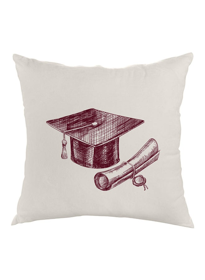 Decalac Graduation Day Logo Printed Pillow White/Maroon 40 x 40cm