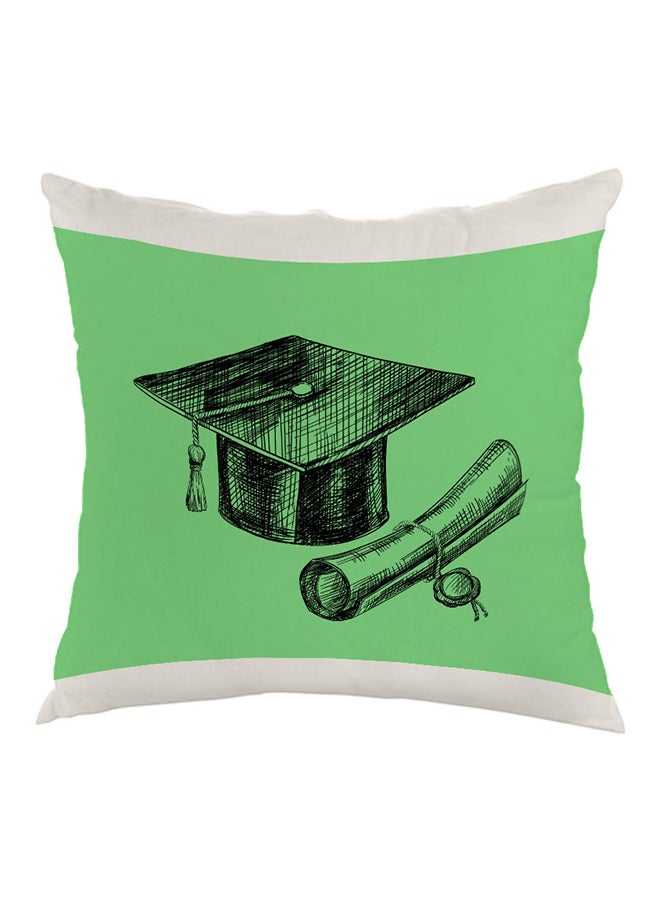 Graduation Day Logo Printed Pillow White/Green/Black 40 x 40cm