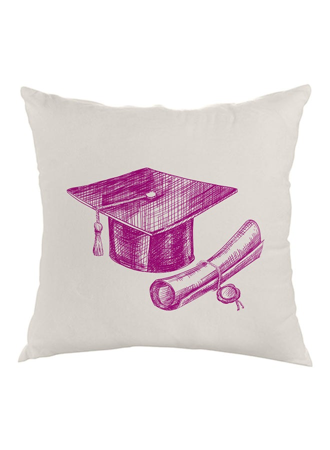 Graduation Day Logo Printed Pillow Purple/White 40 x 40cm