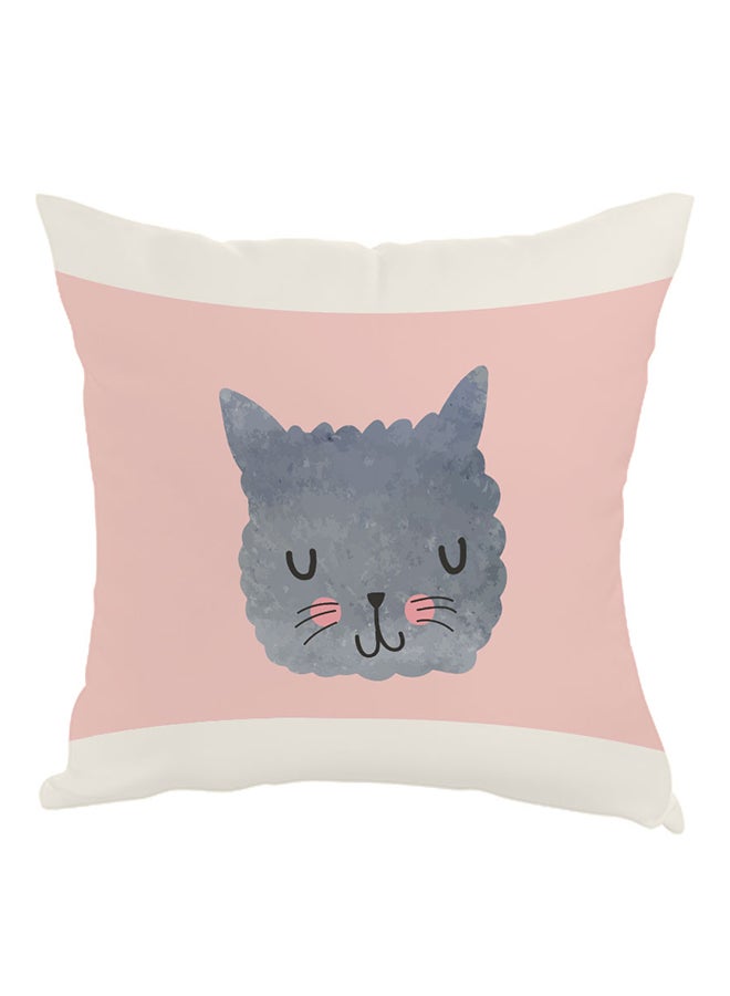 Decalac Happy Cat Printed Pillow Pink/Grey/White 40 x 40cm