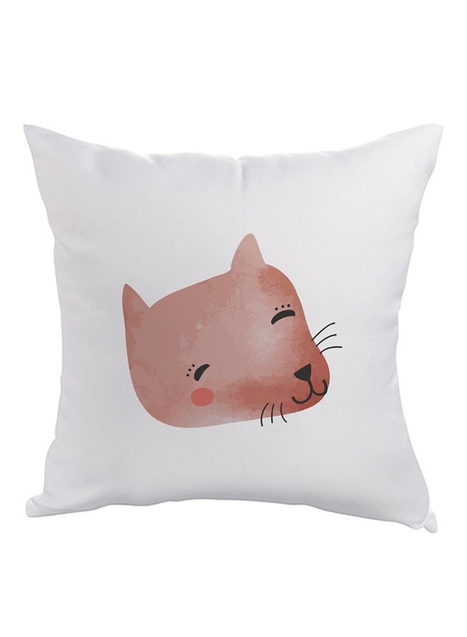 Decalac Happy Cat Printed Pillow White/Brown/Black 40 x 40cm