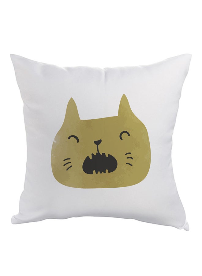 ديكالاك وسادة مطبوع عليها رسمة قط سعيد أبيض/ أخضر/ أسود 40 x 40سم