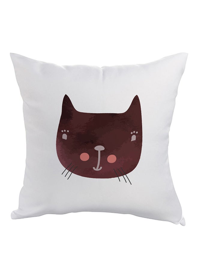 Decalac Happy Cat Printed Pillow White/Brown 40 x 40cm