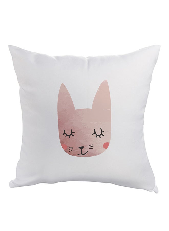 ديكالاك وسادة مطبوع عليها رسمة قط سعيد وردي/أبيض 40 x 40سم