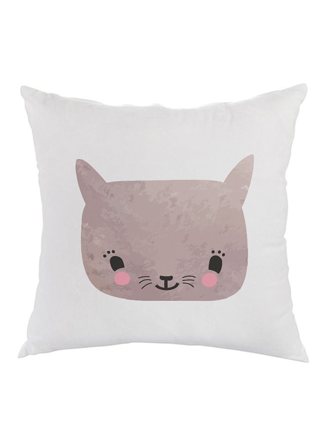 ديكالاك وسادة مطبوع عليها رسمة قط سعيد أبيض/أسود/بني 40 x 40سم
