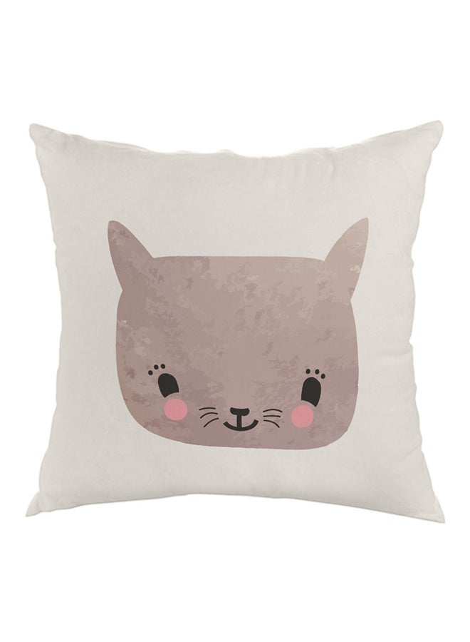 Happy Cat Printed Pillow Brown/White/Black 40 x 40cm