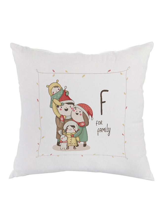 ديكالاك وسادة نوم بطبعة عبارة "Happy Family" أبيض/أحمر/أصفر 40 x 40سم