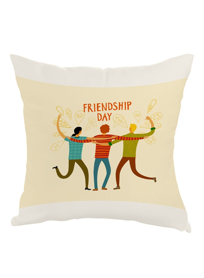Happy Friendship Day Printed Pillow Multicolour 40 x 40cm