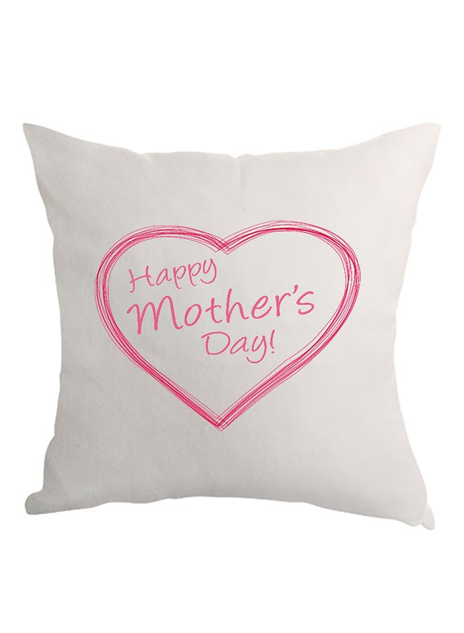 Decalac Happy Mother's Day Printed Pillow White/Pink 40 x 40cm