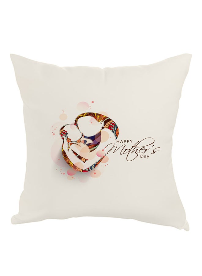 Decalac Happy Mother's Day Printed Pillow White/Brown/Pink 40 x 40cm