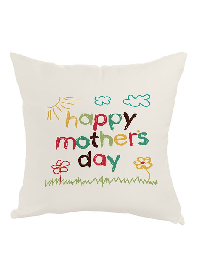 Happy Mother's Day Printed Pillow White/Yellow/Green 40 x 40cm