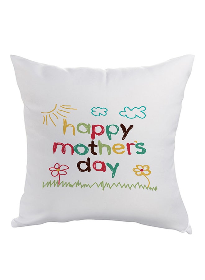 Decalac Happy Mother's Day Printed Pillow White/Yellow/Green 40 x 40cm