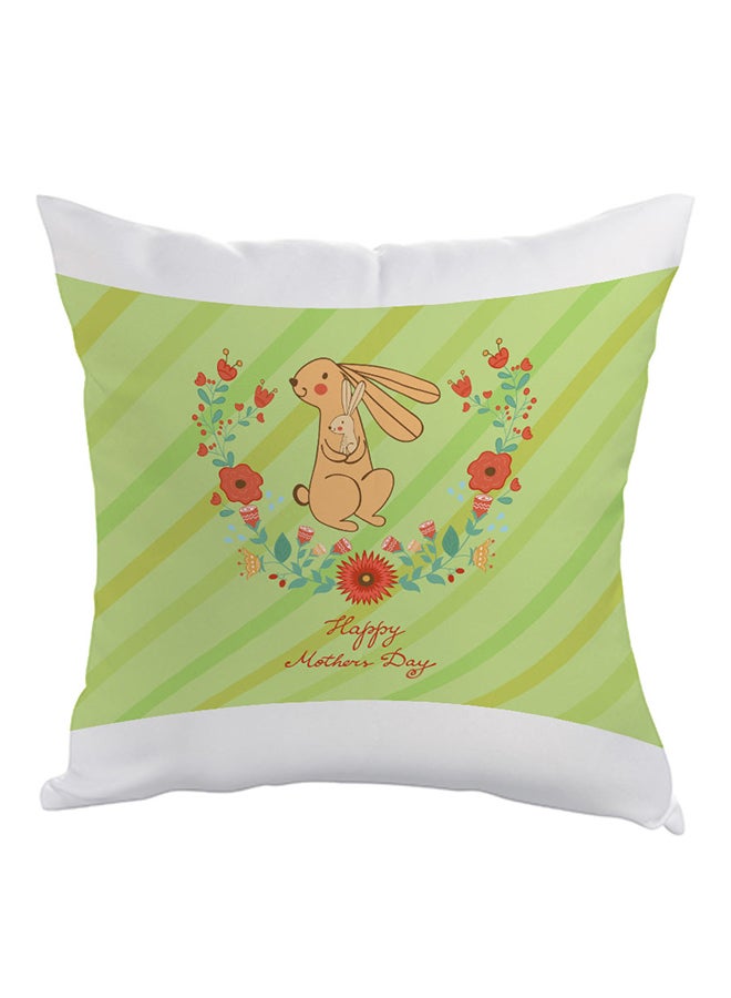 Happy Mother's Day Printed Pillow Green/White/Red 40 x 40cm
