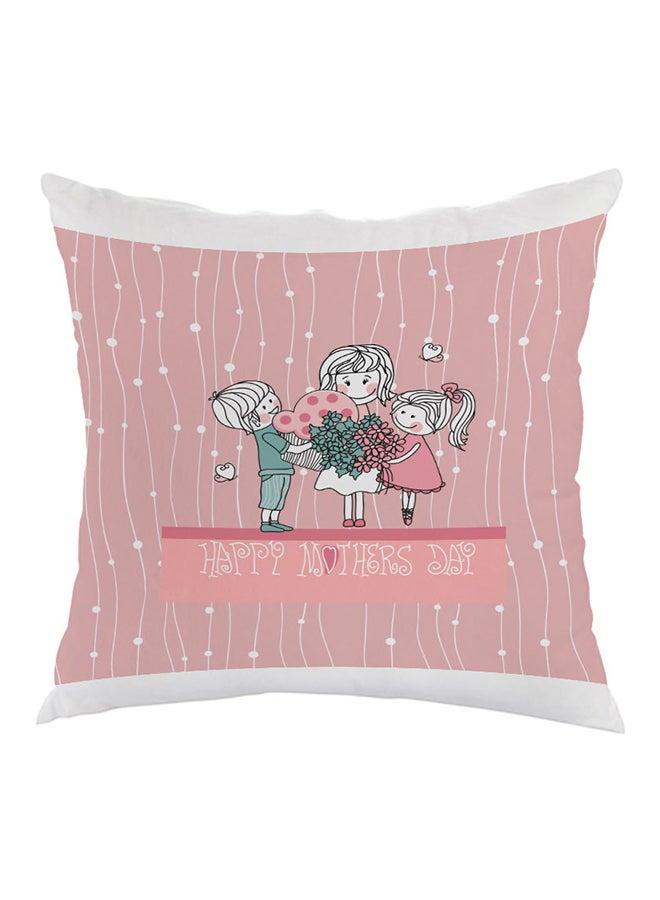 وسادة مطبوع عليها هابي ماذرز داي وردي/ أبيض/ أخضر 40 x 40سم